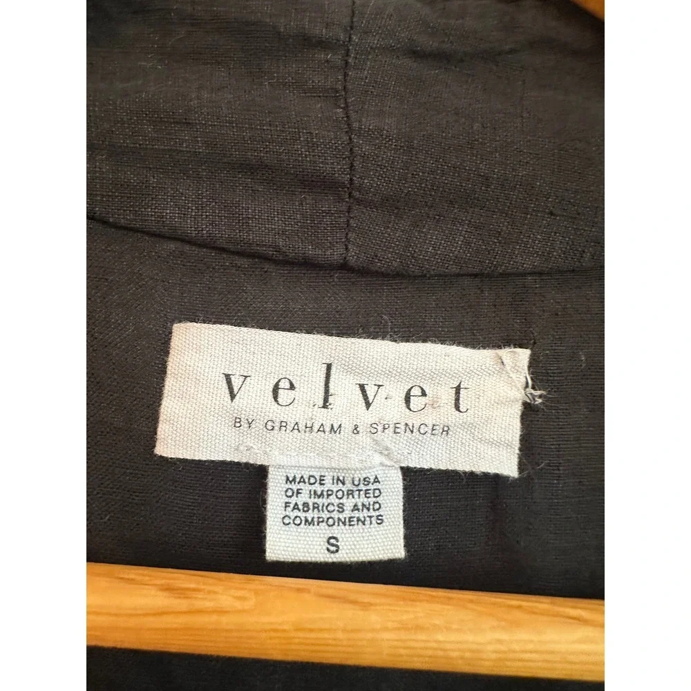 Velvet by Graham & Spencer Black Linen Button Front Wide Leg Jumpsuit | Small